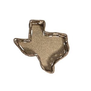 Vintage Texas Shaped Woven Wooden Wicker Basket/Tray With Cork Bottom